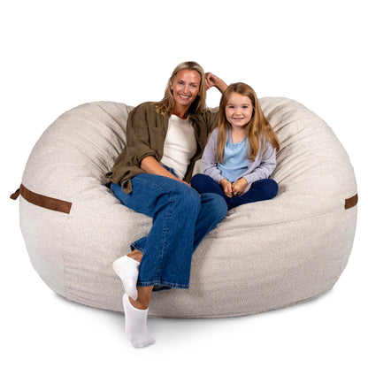 Big Joe Fuf 7Ft Giant Foam Bean Bag Chair, Oversized Couch with Removable Cover for Kids, Teens, Adults, Fog Lenox, Durable Woven Polyester, 7 Foot