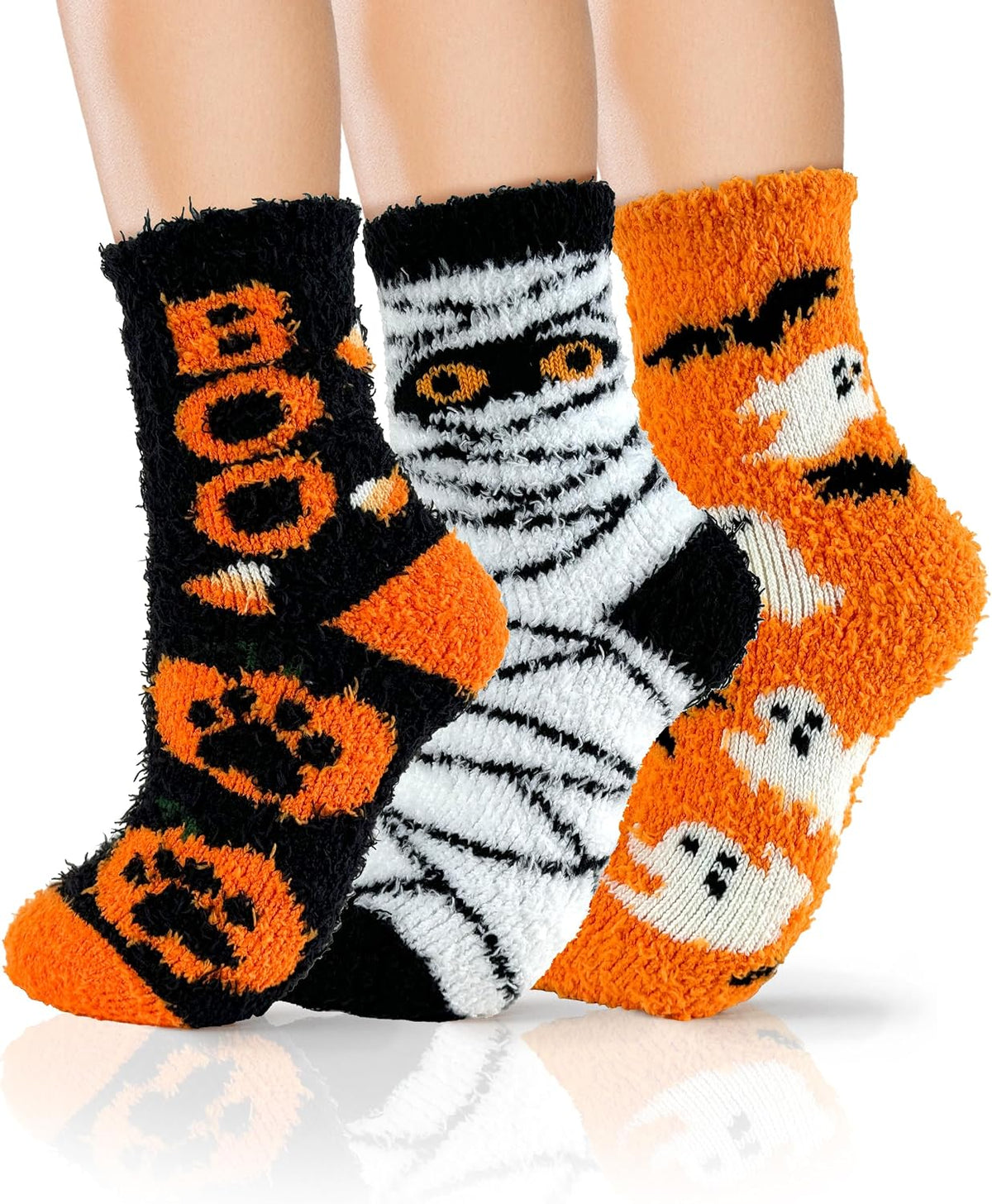 AIVEI Halloween Gifts Fuzzy Socks for Women Boo Spooky Basket Stuffers