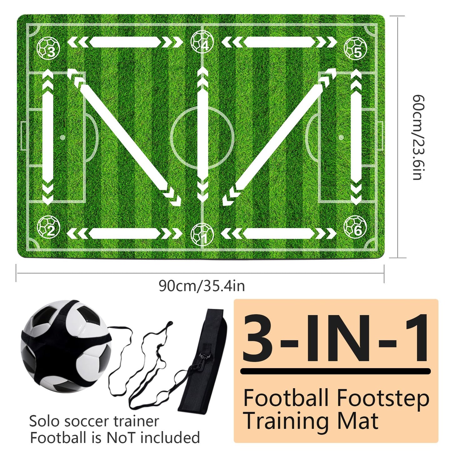 Soccer training mat,Soccer training equipment accessories for All Ages to Improve Speed Strength Agility and Coordination,Anti-Slip/Silent Mat