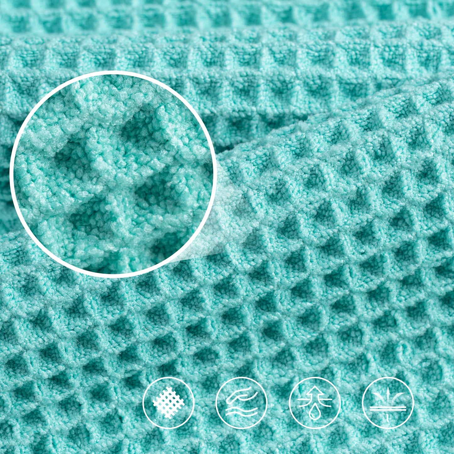 POLYTE 430 GSM Microfiber Oversize Quick Dry Lint Free Bath Towel, 60 x 30 in, 4 Pack (Waffle Weave)