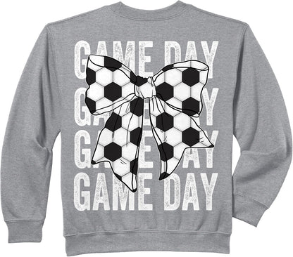 Soccer Bow Game Day Coquette Women Front and Back Print Sweatshirt