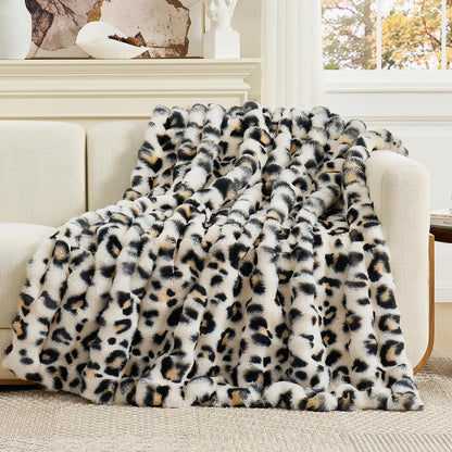Cozy Bliss Faux Fur Throw Blanket for Couch, Fuzzy Soft Plush Thick Bubble Blanket for Sofa Bedroom Living Room, 50 * 60 Inches Tie Dye Pink