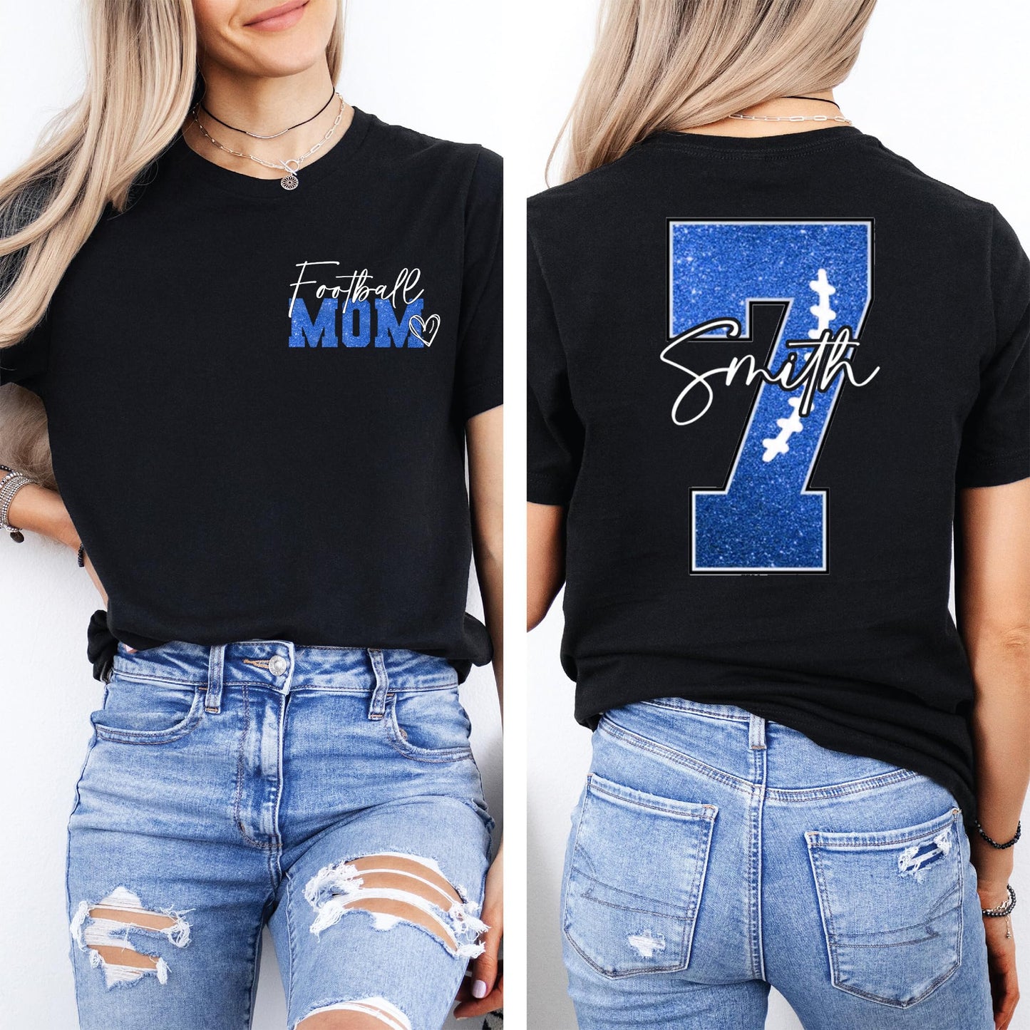 Personalized Football Mom Shirt with Kids Names and Jersey Number, Custom Football Mama Shirt, Women Sport Shirts