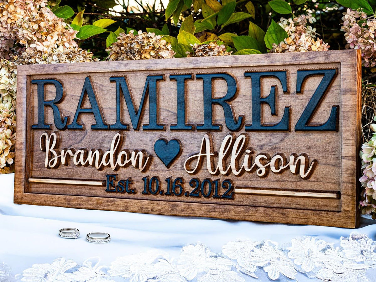 Personalized Wedding Last Name Established Wooden Sign | Engagement Gift