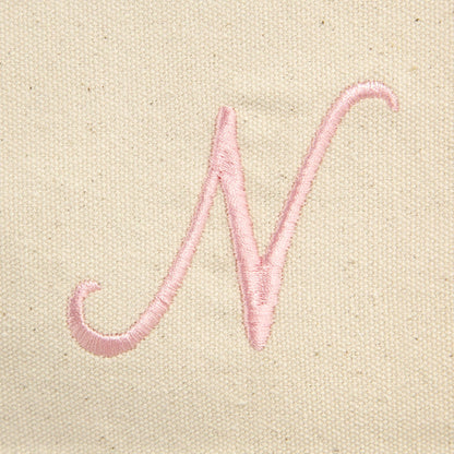 Dalix Women's Cotton Canvas Tote Bag Large Shoulder Bags Pink Monogram a - Z | Large