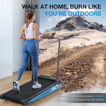 WELLFIT Folding Treadmill for Home, Walking Pad with Incline and Handle Bar | 320+lbs Capacity,Under Desk Treadmill for Home Small Office,Low Noise Treadmills with Smart Voice Control for Jogging Running