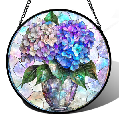 Stained Glass Window Hanging - Golden Christmas Tree Suncatcher for Doors Home Christmas Decoration Winter Sun Catcher Thanksgiving New Year Birthday Gifts for Women Men Mom Nana Girl 7.8 in