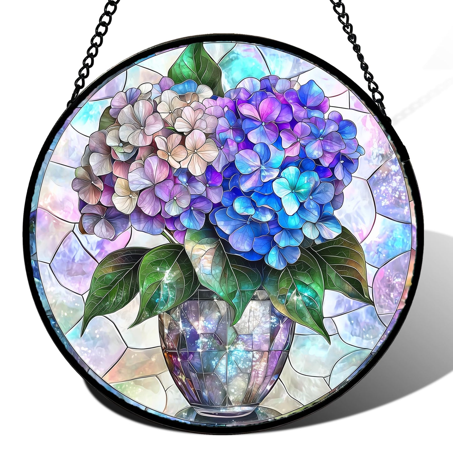 Stained Glass Window Hanging - Golden Christmas Tree Suncatcher for Doors Home Christmas Decoration Winter Sun Catcher Thanksgiving New Year Birthday Gifts for Women Men Mom Nana Girl 7.8 in