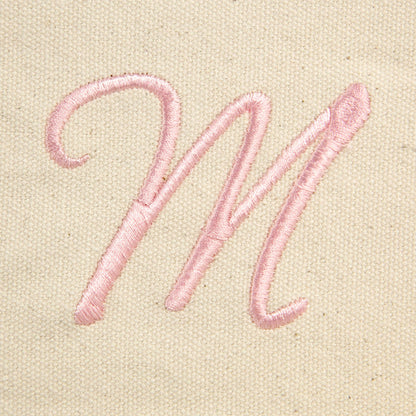 Dalix Women's Cotton Canvas Tote Bag Large Shoulder Bags Pink Monogram a - Z | Large