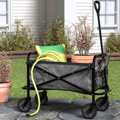 Amazon Basics Collapsible Heavy Duty Utility Wagon for Outdoor Sports, Camping, Garden, and Shopping, 265 Pounds Capacity, 27.6 x 40.9 x 20 inches, Black