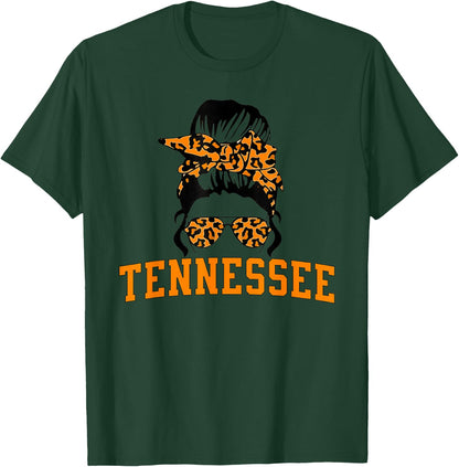 Tennessee State Women's Kids TN Orange Fan Messy Bun Hair T-Shirt