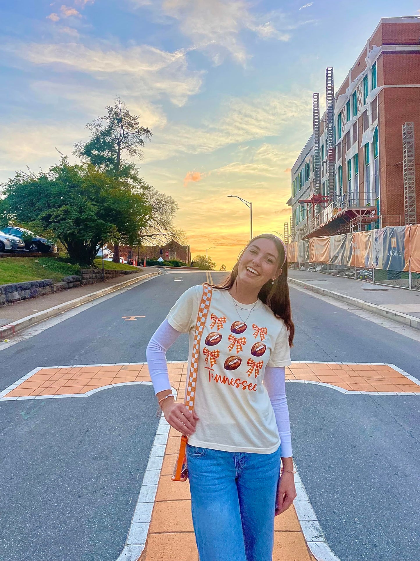 Tennessee Football Shirt for Women and Teens Game Day Fall Football Oversized Tee