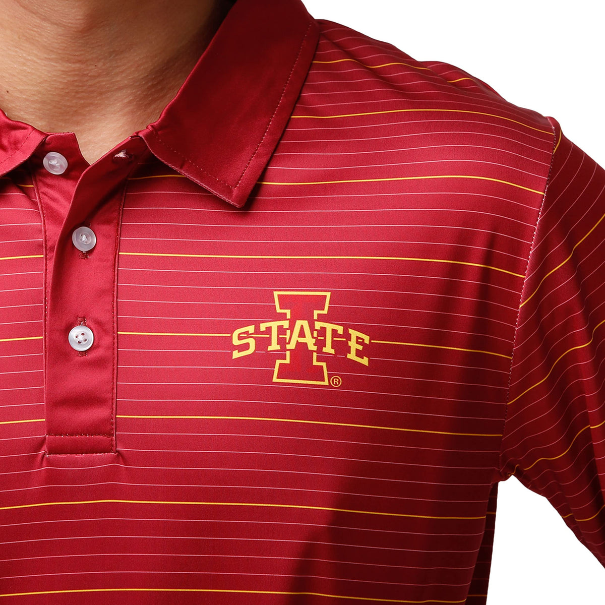 FOCO NCAA Mens NCAA College Team Logo Striped Polyester Polo Short Sleeve Shirt