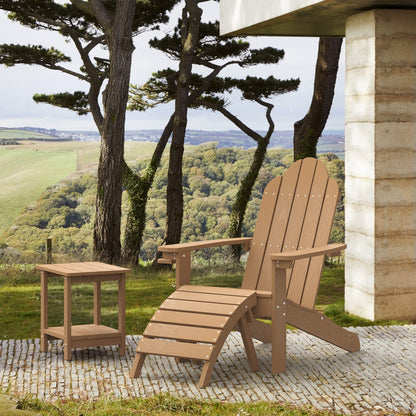 LUE BONA HDPS Adirondack Chairs Set, Fire Pit Outdoor Chair Weather Resistant with Cup Holder, Modern Plastic Chair Plastic for Patio, Deck, Proch, 350LBS, 4 Set, Dark Brown