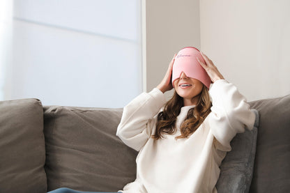 TheraICE Headache Relief Cap, Migraine Ice Pack Mask Products, Women Cooling Gel Hat, Face Cold Compress Head Wrap for Her Stress. Great Birthday Gift for Mom, Sister, Grandma, Girlfriend, & Teacher