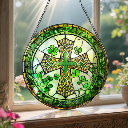 8-Inch Jesus with Cardinals Suncatcher Ornament, Stained Glass Window Hanging & Religious Christmas Ornament, Christian Window Decor — Memorial Gift, Christian Gifts for Her, Religious Gifts