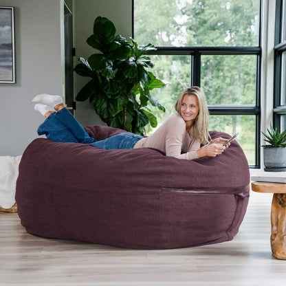 Big Joe Fuf 7Ft Giant Foam Bean Bag Chair, Oversized Couch with Removable Cover for Kids, Teens, Adults, Fog Lenox, Durable Woven Polyester, 7 Foot