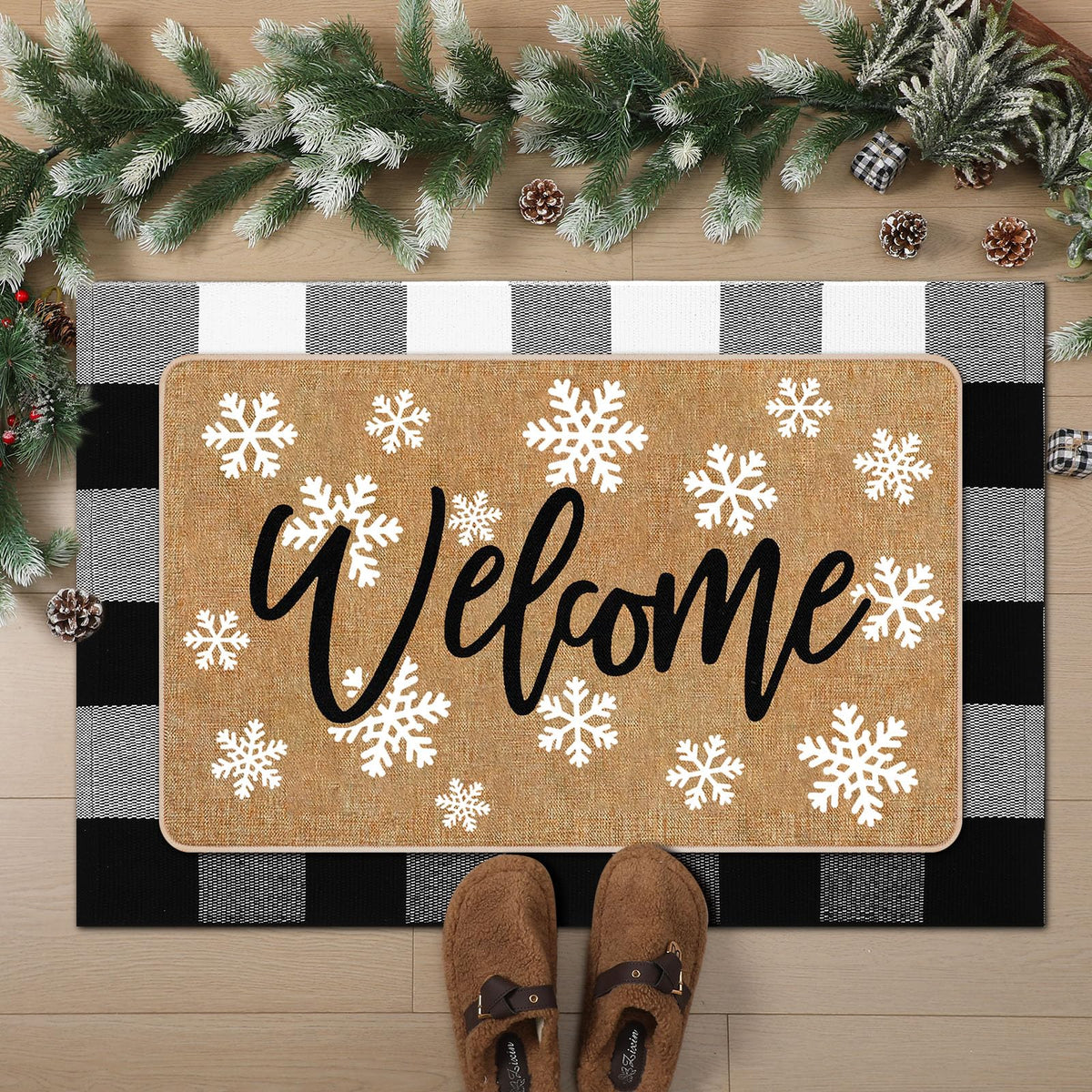 Tinideya 2 Pcs Halloween Door Mats Outdoor Layered Ghost Front Door Mat