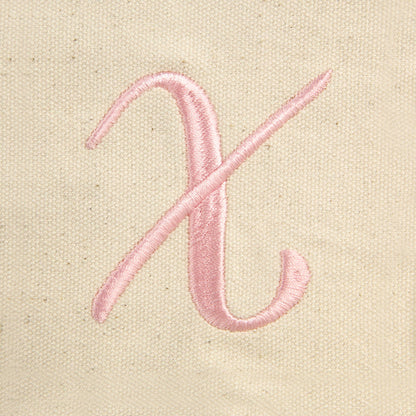 Dalix Women's Cotton Canvas Tote Bag Large Shoulder Bags Pink Monogram a - Z | Large