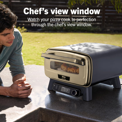 Ninja Artisan Electric Outdoor Pizza Oven with Stone | 12-inch Pizza in 3-minutes | 700F Max Temp | 5-in-1 Functionality – Pizza, Bake, Broil, Proof & Warm | Makes Full Meals | Gray | MO201