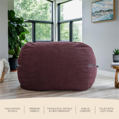 Big Joe Fuf 7Ft Giant Foam Bean Bag Chair, Oversized Couch with Removable Cover for Kids, Teens, Adults, Fog Lenox, Durable Woven Polyester, 7 Foot