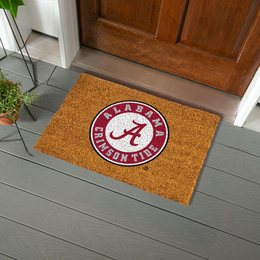 NCAA University of Alabama Natural Coir Doormat, Official Full Color Team Logo, 28 x 16