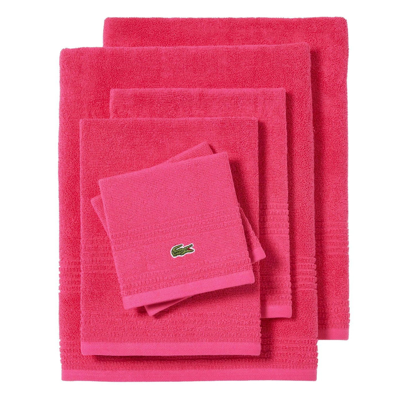 Lacoste Grand Slam 6-Piece Towel Set – Soft and Absorbent 100% Cotton Towels for Bathroom, Quick-Drying – Includes 2 Bath Towels, 2 Hand Towels, 2 Washcloths, Magenta