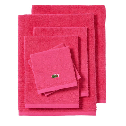 Lacoste Grand Slam 6-Piece Towel Set – Soft and Absorbent 100% Cotton Towels for Bathroom, Quick-Drying – Includes 2 Bath Towels, 2 Hand Towels, 2 Washcloths, Magenta
