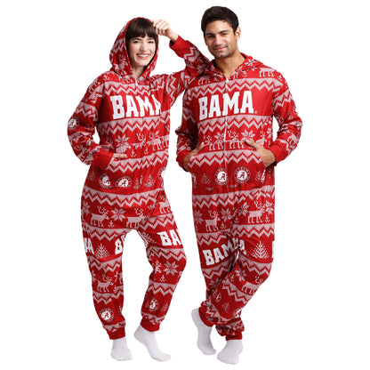 FOCO Unisex NCAA College Team Ugly Pattern Matching Holiday Pajamas One Piece Onesie