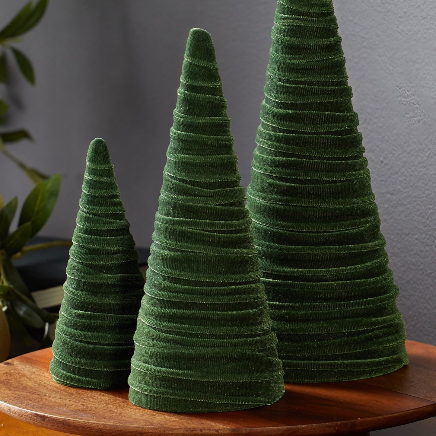 Your Heart's Content Red Velvet Trees Set of 3, Winter Wedding Centerpiece, Valentine Tabletop Tree Decor, Cozy Handmade Romantic Home Decor, Bookshelf Accent, Gift for (Red)