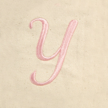 Dalix Women's Cotton Canvas Tote Bag Large Shoulder Bags Pink Monogram a - Z | Large