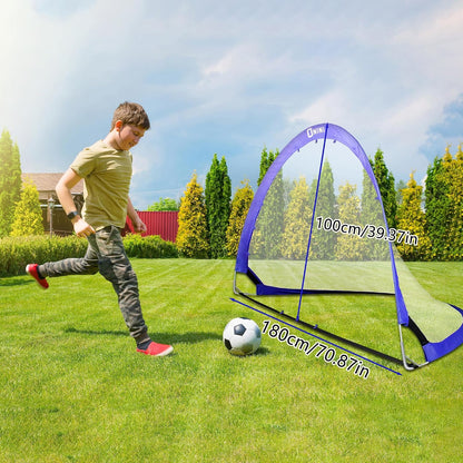 Onini Upgrade 6 Foot Pop Up Soccer Goals Blue - Portable Foldable Training Football Net with Target and Bag - Ideal for Toddler, Boys, Youth Outdoor Sports Games(2 Pack)