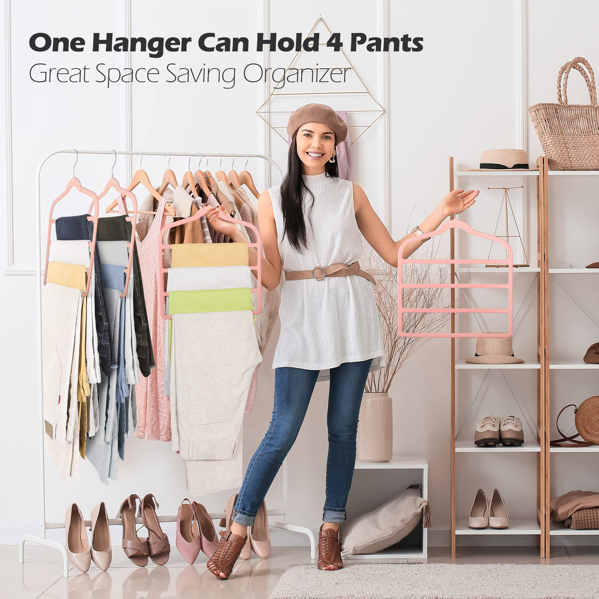 Velvet Pants Clothes Hanger Space Saving Non Slip Pants Shorts Hanger