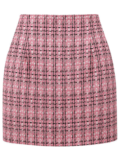 AURUZA Women's Plaid Pencil Mini Skirt