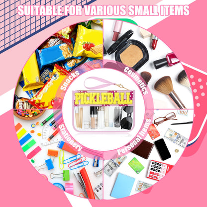 BuyCard Soccer Gift Makeup Bag with Chenille Letter Patch, Clear Cosmetic Pouch PVC Organizer Purse, Waterproof Travel Bag, Portable Toiletry Storage Bag for Her Friends