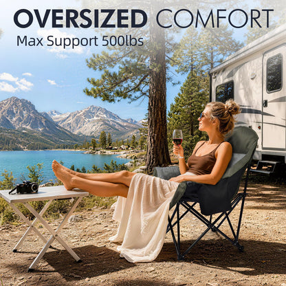 Oversized Camping Chairs for Adults - Heavy Duty Padded Outdoor Camp Chair
