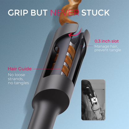 TYMO Automatic Rotating Curling Iron - TYMO CURLPRO Beach Waves Curling Wand, Portable Hair Curler, 500 Million Ionic, Dual Voltage & Lightweight for Travel, Ceramic Coating, 1 Inch, Pink
