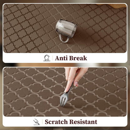 Arenarug Upgrade Scalloped Embossed Kitchen Mats for Floor 2PCS Cushioned Anti Fatigue Waterproof Foam Kitchen Rugs Non Slip Washable Comfort Standing Mat for Office Sink Laundry, Black