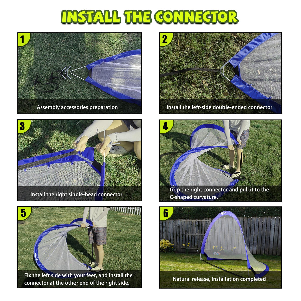Onini Upgrade 6 Foot Pop Up Soccer Goals Blue - Portable Foldable Training Football Net with Target and Bag - Ideal for Toddler, Boys, Youth Outdoor Sports Games(2 Pack)