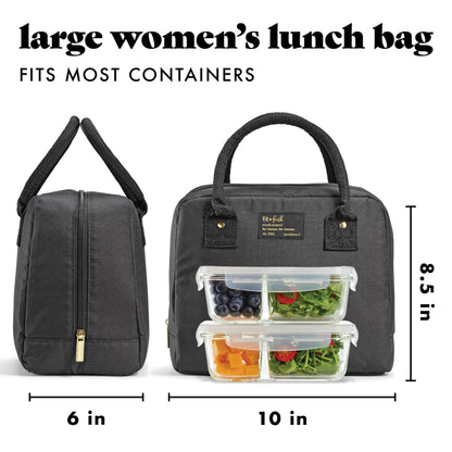 Fit & Fresh Bloomington Lunch Bag for Women - Insulated Large Lunch Box for Work with Containers, Leak-Resistant, Stain-Resistant, Zipper Closure, Cheetah