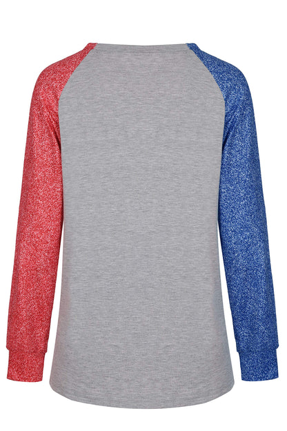 Womens Long Sleeve Baseball Mom American Flag Star Sweatshirt