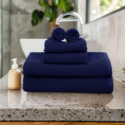 COTTON CRAFT- Euro Spa Set of 4 Luxury Waffle Weave Bath Towels, Oversized Pure Ringspun Cotton, 30 inch x 56 inch, White