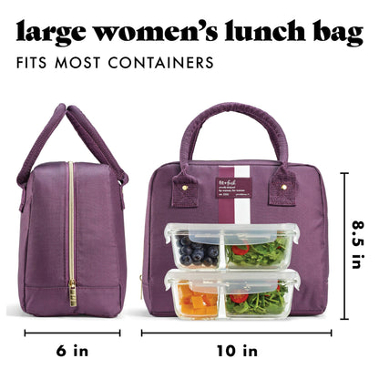 Fit & Fresh Bloomington Lunch Bag for Women - Insulated Large Lunch Box for Work with Containers, Leak-Resistant, Stain-Resistant, Zipper Closure, Cheetah