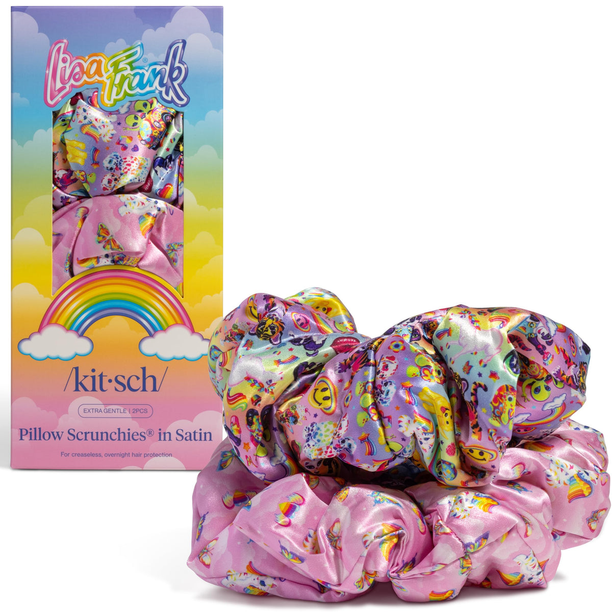Kitsch Ultra-Petite Satin Scrunchies for Women - Cherry Blossom, 5pcs