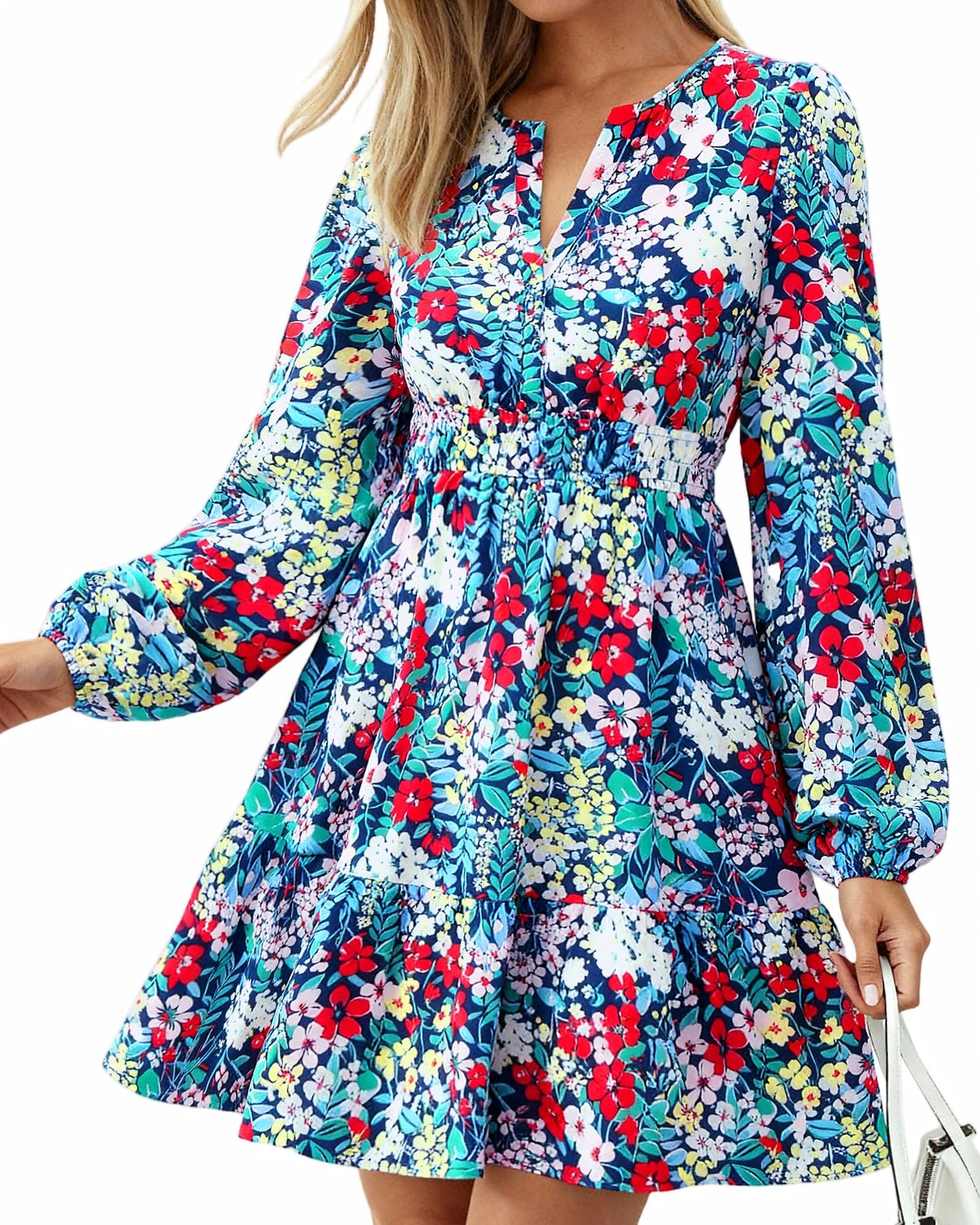 BTFBM Women’s Floral Long Sleeve Mini Dress