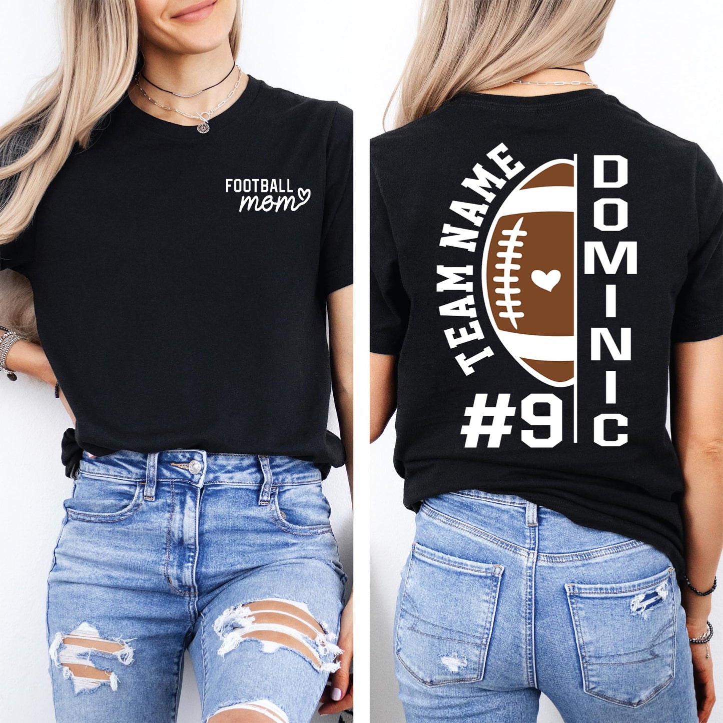 Personalized Football Mom Shirt with Kids Names and Jersey Number, Custom Football Mama Shirt, Women Sport Shirts