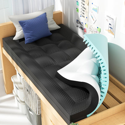 BEDELITE Dorm Room Essentials, Dual Layer 4 Inch Twin XL Memory Foam Mattress Topper for College Students Back to School, 2 Inch Pillow Top Mattress Pad and 2 Inch Cooling Gel Foam for Pressure Relief
