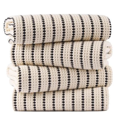POLYTE 430 GSM Microfiber Oversize Quick Dry Lint Free Bath Towel, 60 x 30 in, 4 Pack (Waffle Weave)