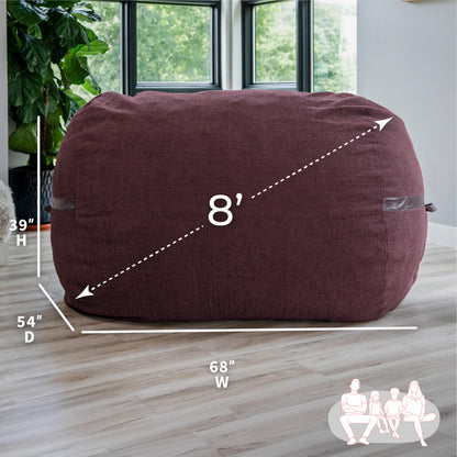 Big Joe Fuf 7Ft Giant Foam Bean Bag Chair, Oversized Couch with Removable Cover for Kids, Teens, Adults, Fog Lenox, Durable Woven Polyester, 7 Foot