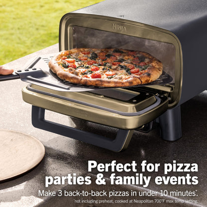 Ninja Artisan Electric Outdoor Pizza Oven with Stone | 12-inch Pizza in 3-minutes | 700F Max Temp | 5-in-1 Functionality – Pizza, Bake, Broil, Proof & Warm | Makes Full Meals | Gray | MO201